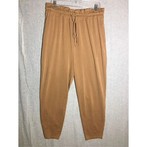 Womens Fabletics Sweatpants Paperbag Waist Brown Loose Casual Tie Waist Leisure